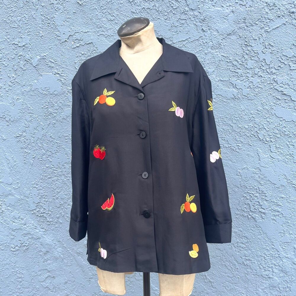 Silk Blouse Embroidered Fruit by SilkLand Coastal Grandma Italian Rivera 16